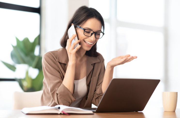 Woman using computer